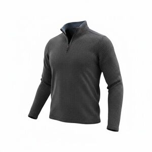 Johnston and Murphy Men’s 1/4 zip waffle knit gray Checked sweater size XL